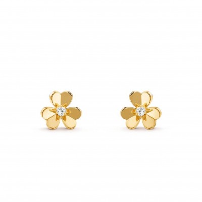 VAN CLEEF ARPELS FRIVOLE EARRINGS, MINI MODEL - YELLOW GOLD, DIAMOND  VCARP0J300